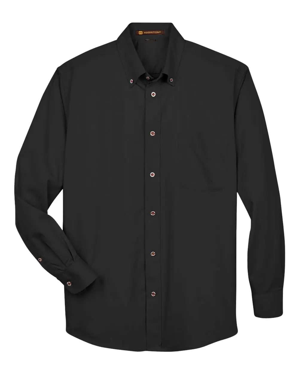 Harriton Men's Tall Easy Blend™ Twill Dress Shirt in Black