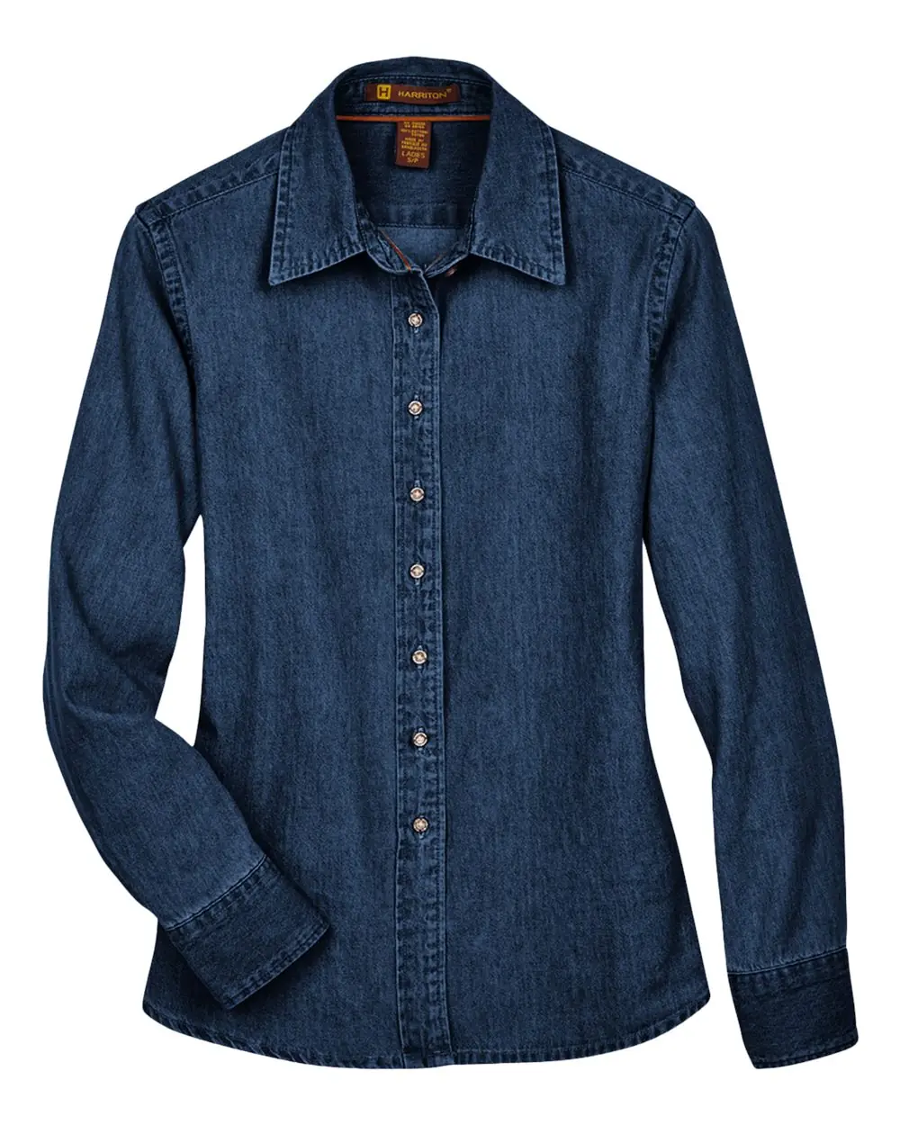 Harriton Women's Denim Shirt in Dark Denim