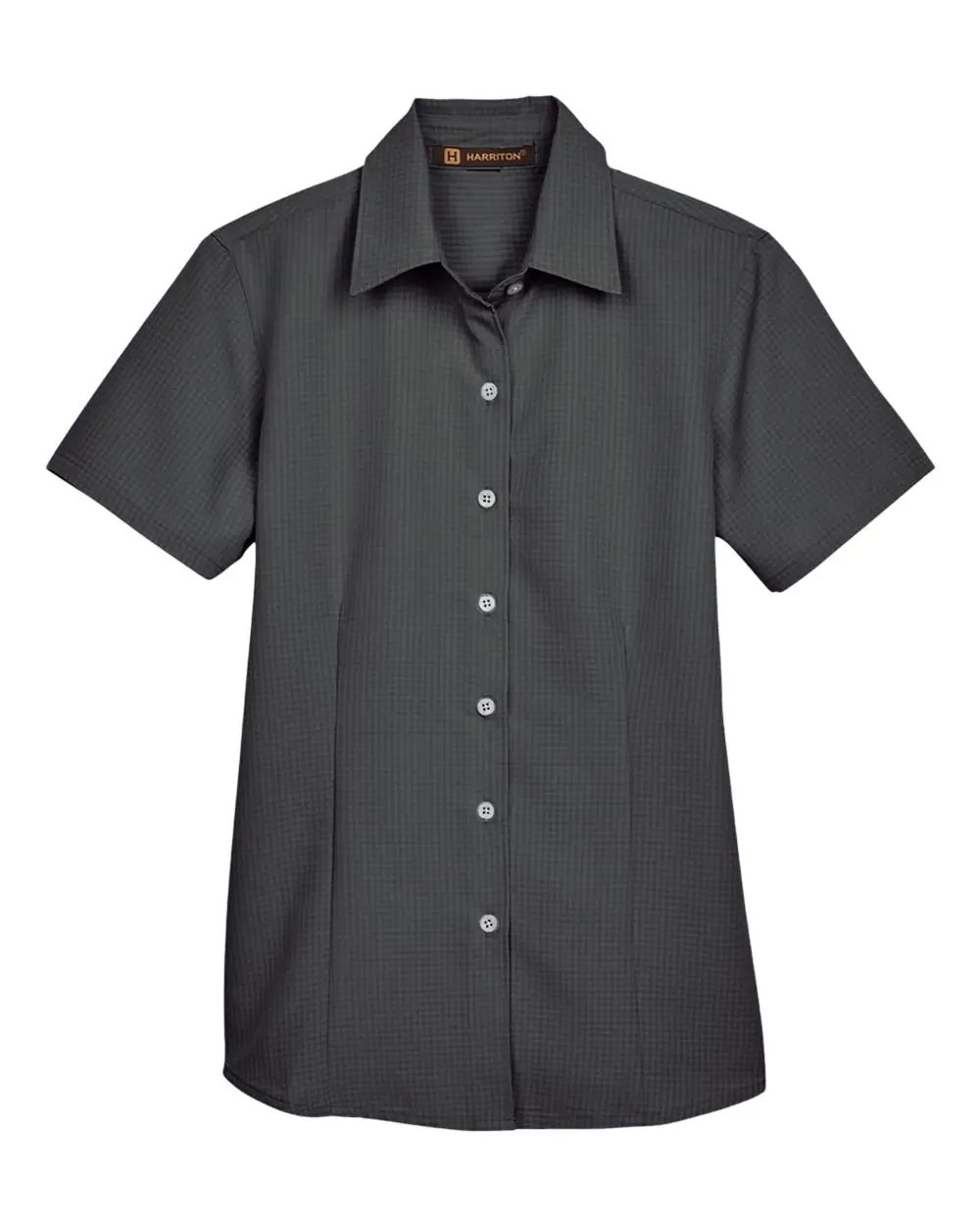Harriton Women's Barbados Textured Camp Shirt in Black