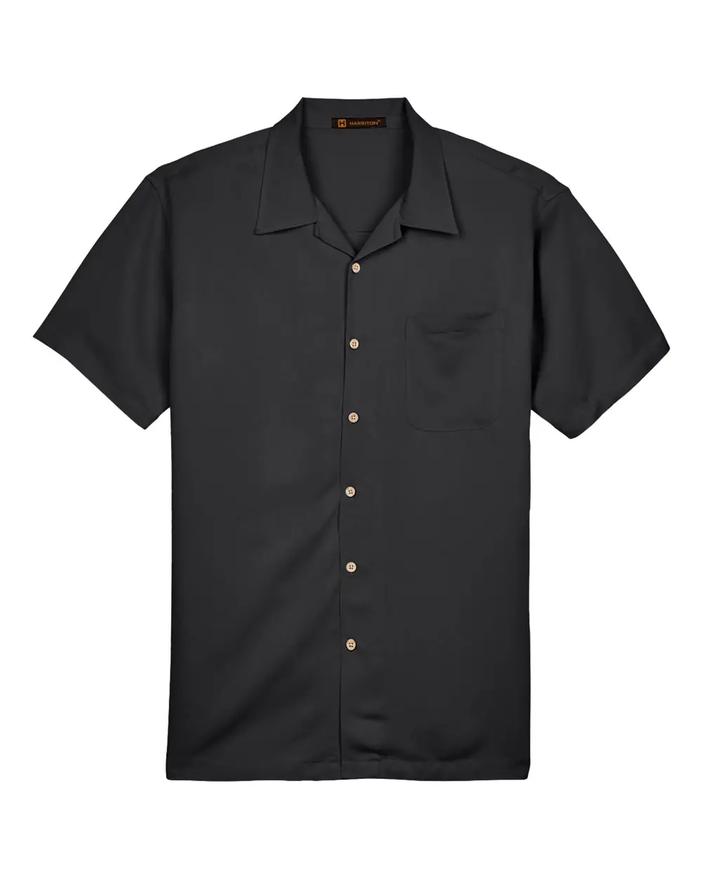 Harriton Men's Bahama Cord Camp Shirt in Black