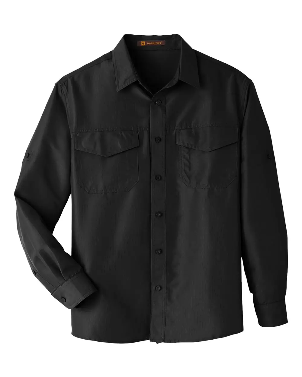 Harriton Men's Key West Performance Staff Shirt in Black