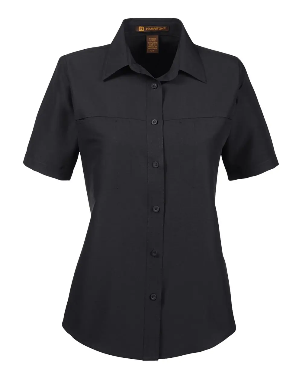 Harriton Women's Key West Short Sleeve Performance Staff Shirt in Black