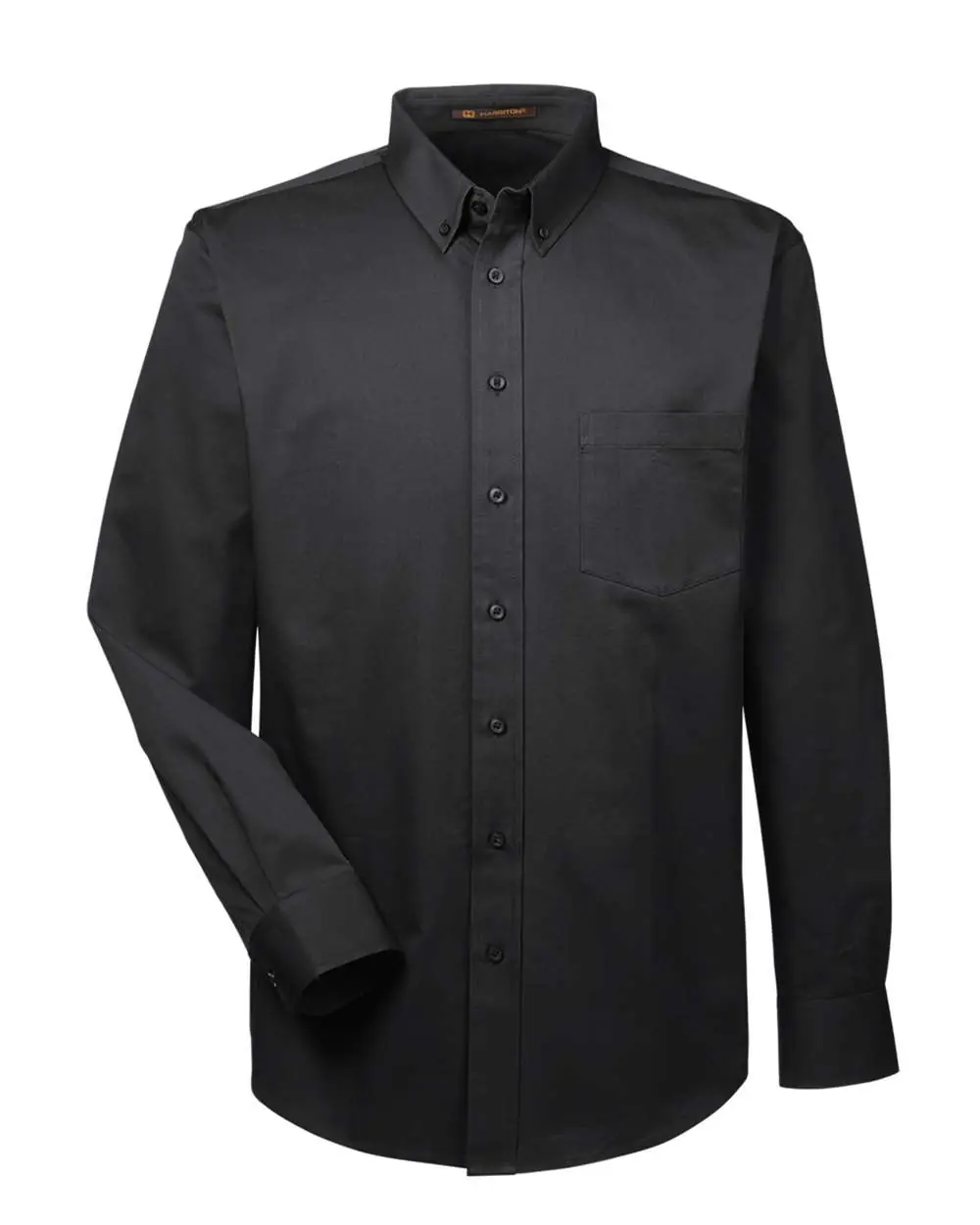 Harriton Men's Foundation Cotton Twill Dress Shirt with Teflon in Black