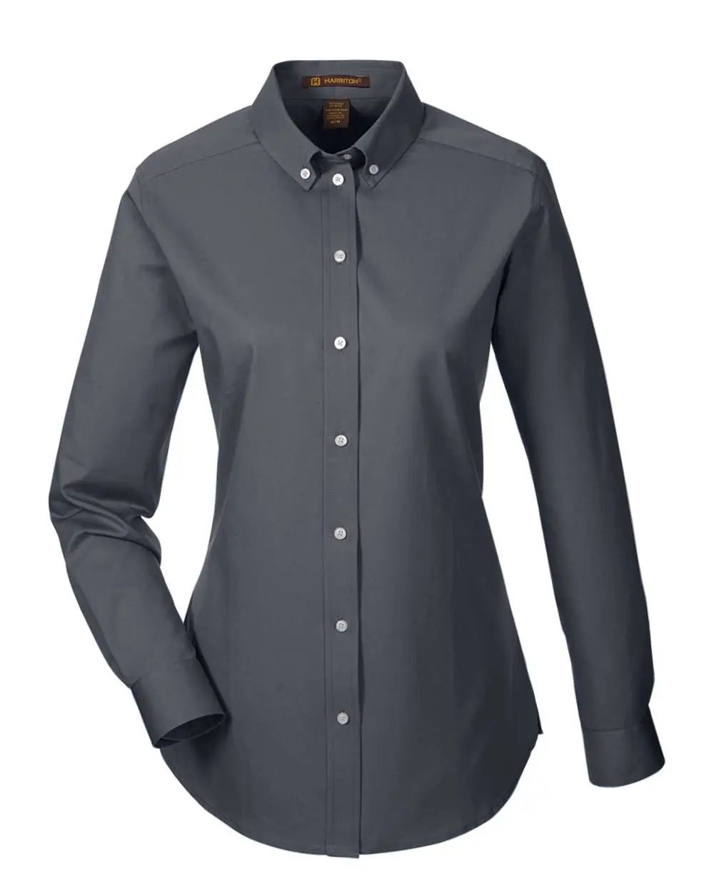 Harriton Women's Foundation Cotton Twill Shirt with Teflon in Dark Charcoal