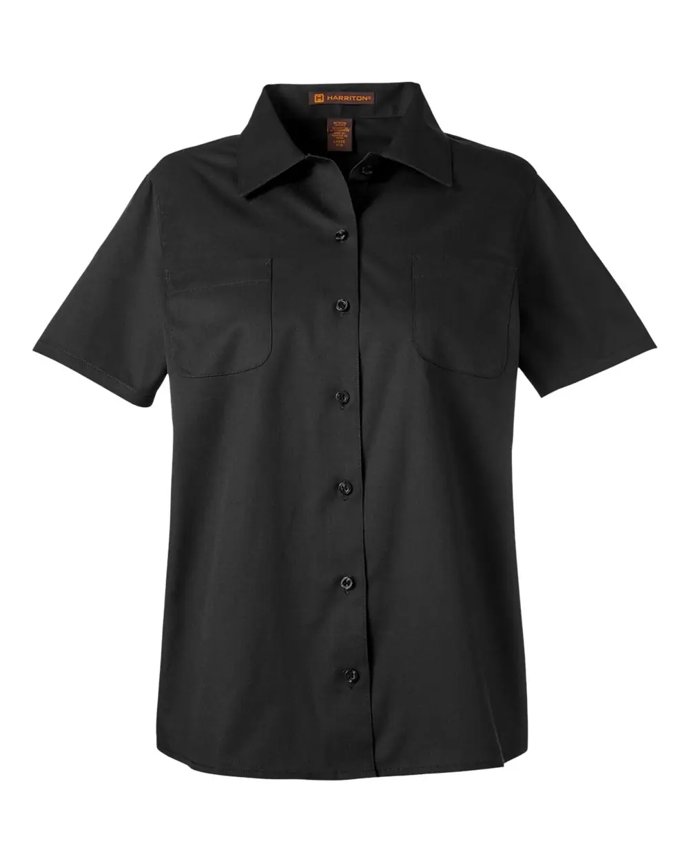 Harriton Women's Advantage IL Short Sleeve Dress Shirt in Black