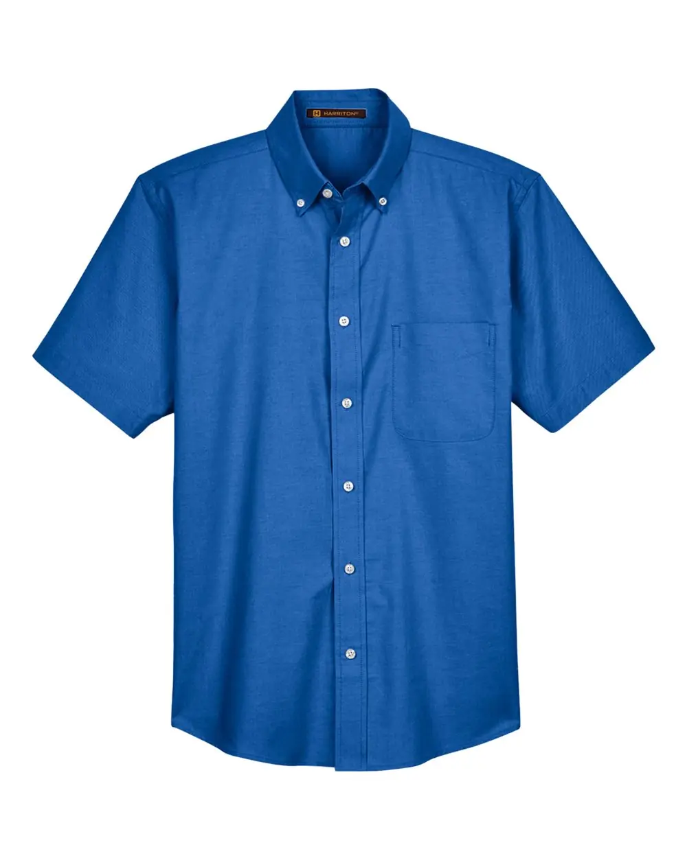 Harriton Men's Oxford Short Sleeve with Stain-Release in French Blue