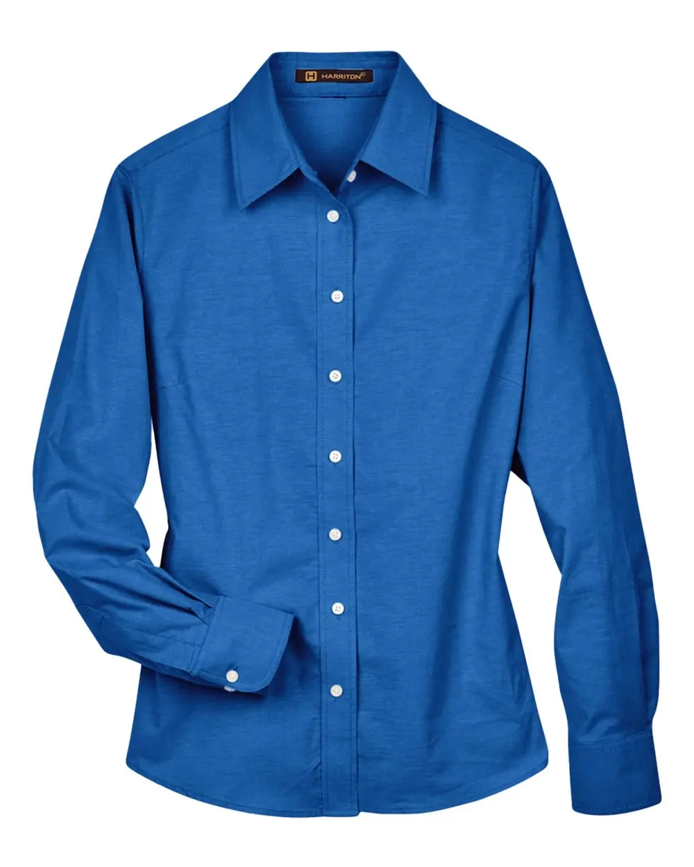 Harriton Women's Long Sleeve Oxford Dress Shirt in French Blue