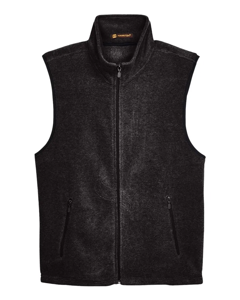 Harriton Unisex Fleece Full-Zip Vest in Black