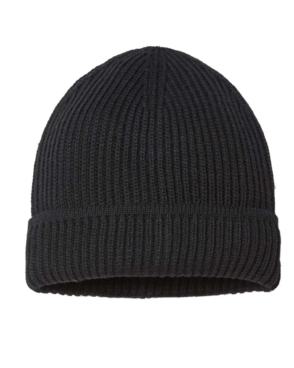 Atlantis Headwear Sustainable Finish Edge Cuffed Beanie in Black