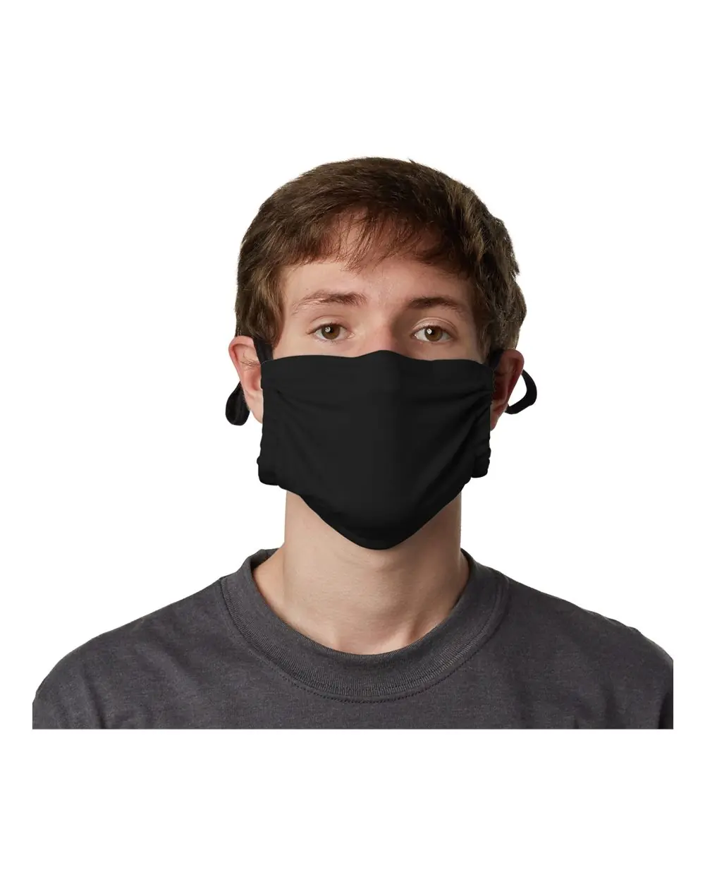 Hanes 2-Ply Polyester Pocket Face Mask in Black