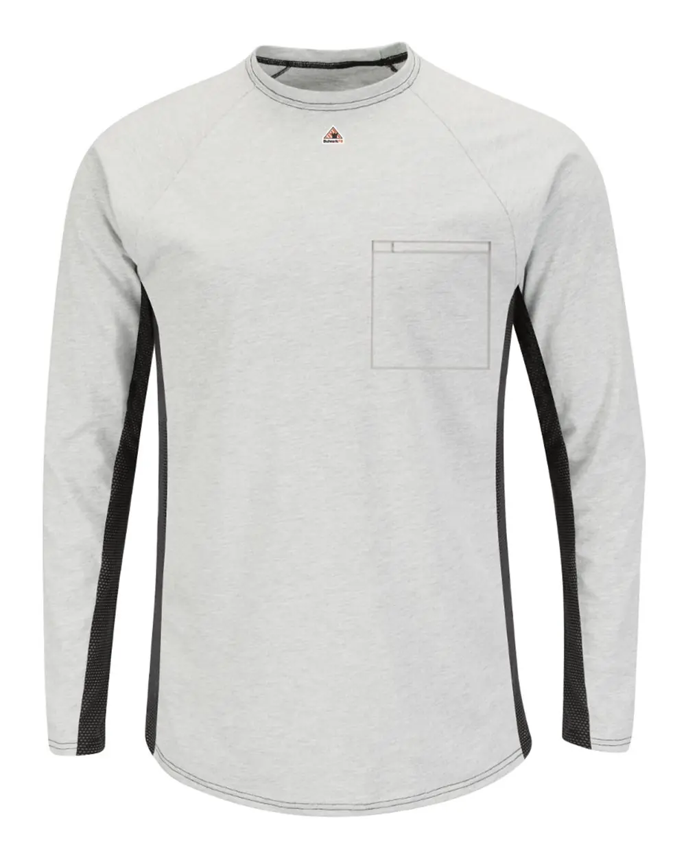 Bulwark Men's Long Sleeve FR Two-Tone Base Layer with Concealed Chest Pocket - EXCEL FR in Grey