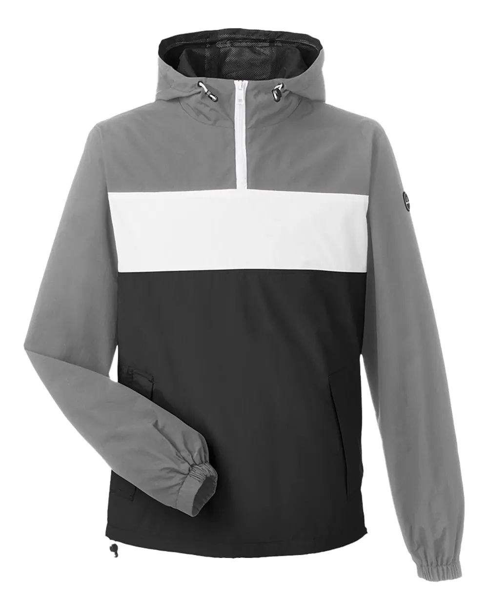 Nautica Unisex Windward Anorak Hooded Quarter-Zip Jacket in Graphite/ White/ Black