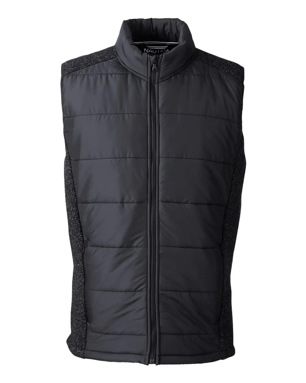 Nautica Men's Harbor Puffer Vest in Black/ Black Heather