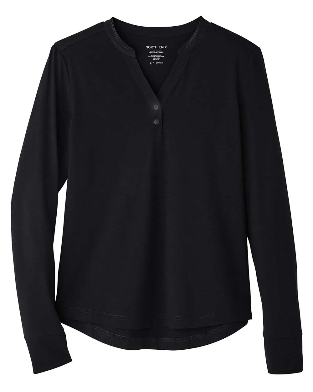 North End Women's JAQ Stretch Performance V-Neck Snap Pullover in Black