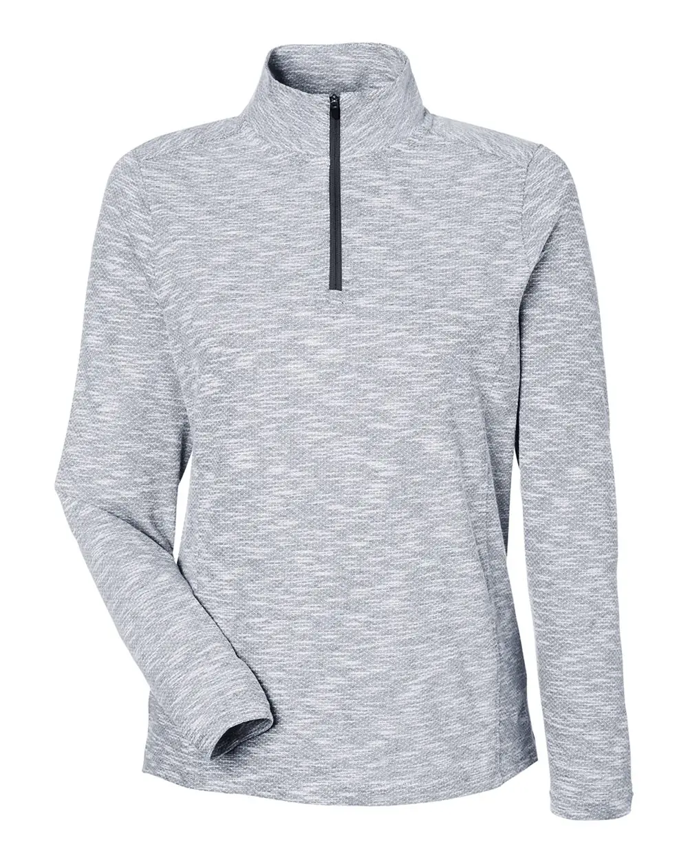 North End Women's Eclipse Jacquard Quarter-Zip Pullover in Black Heather