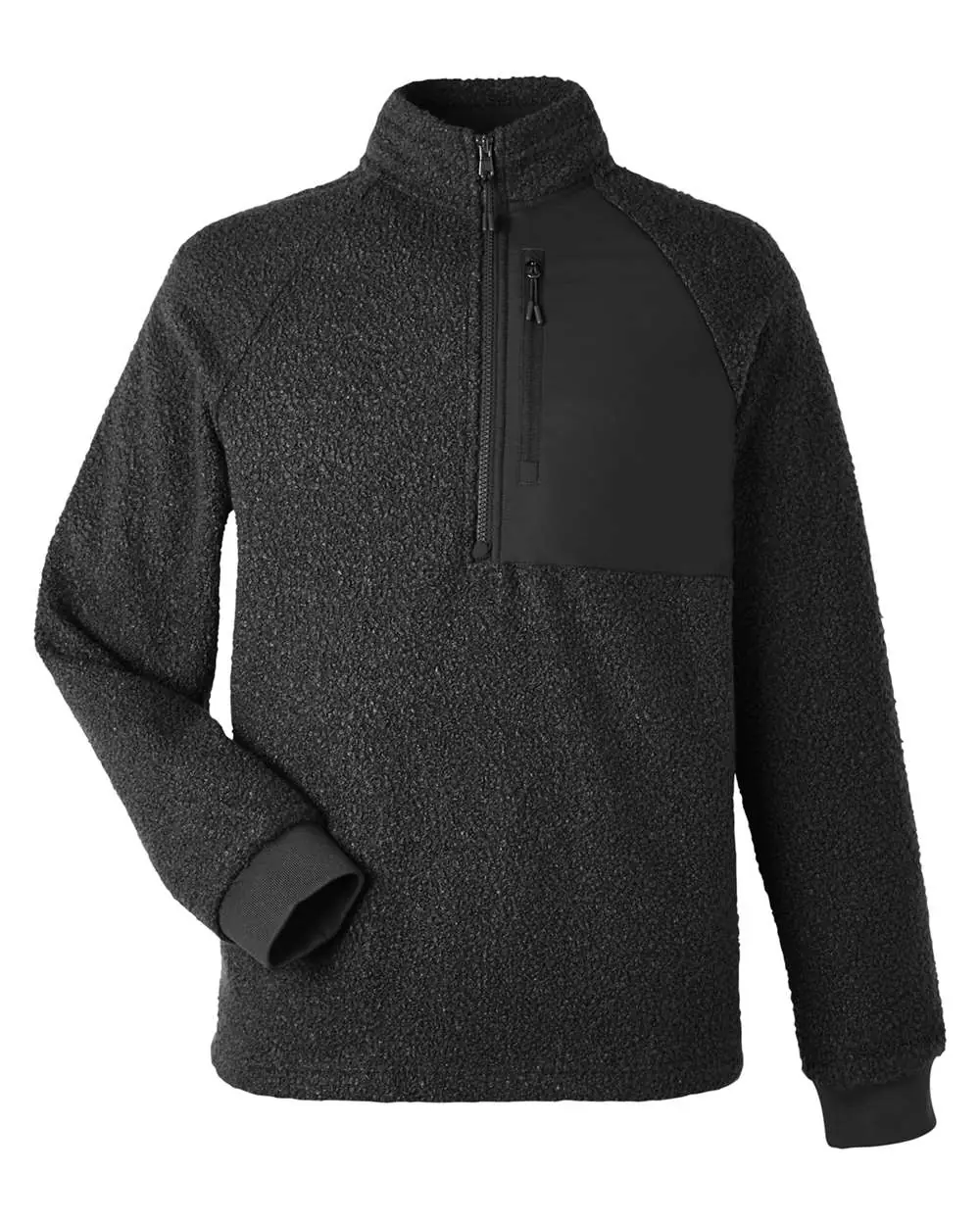 North End Men's Aura Sweater Fleece Quarter-Zip Pullover in Black/ Black