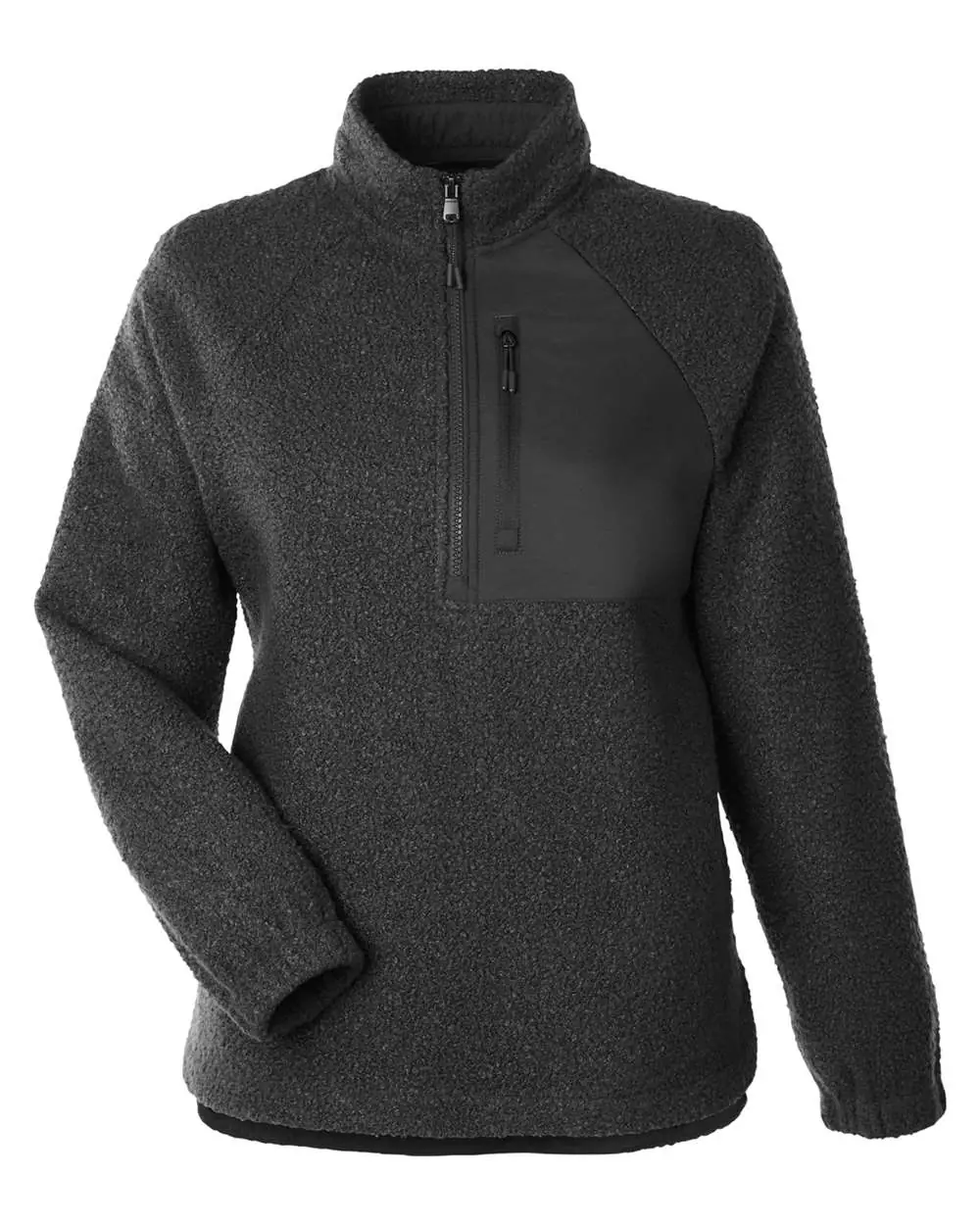 North End Women's Aura Sweater Fleece Quarter-Zip Pullover in Black/ Black