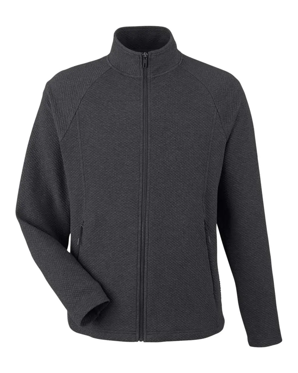 North End Men's Spirit Textured Full-Zip in Black Heather