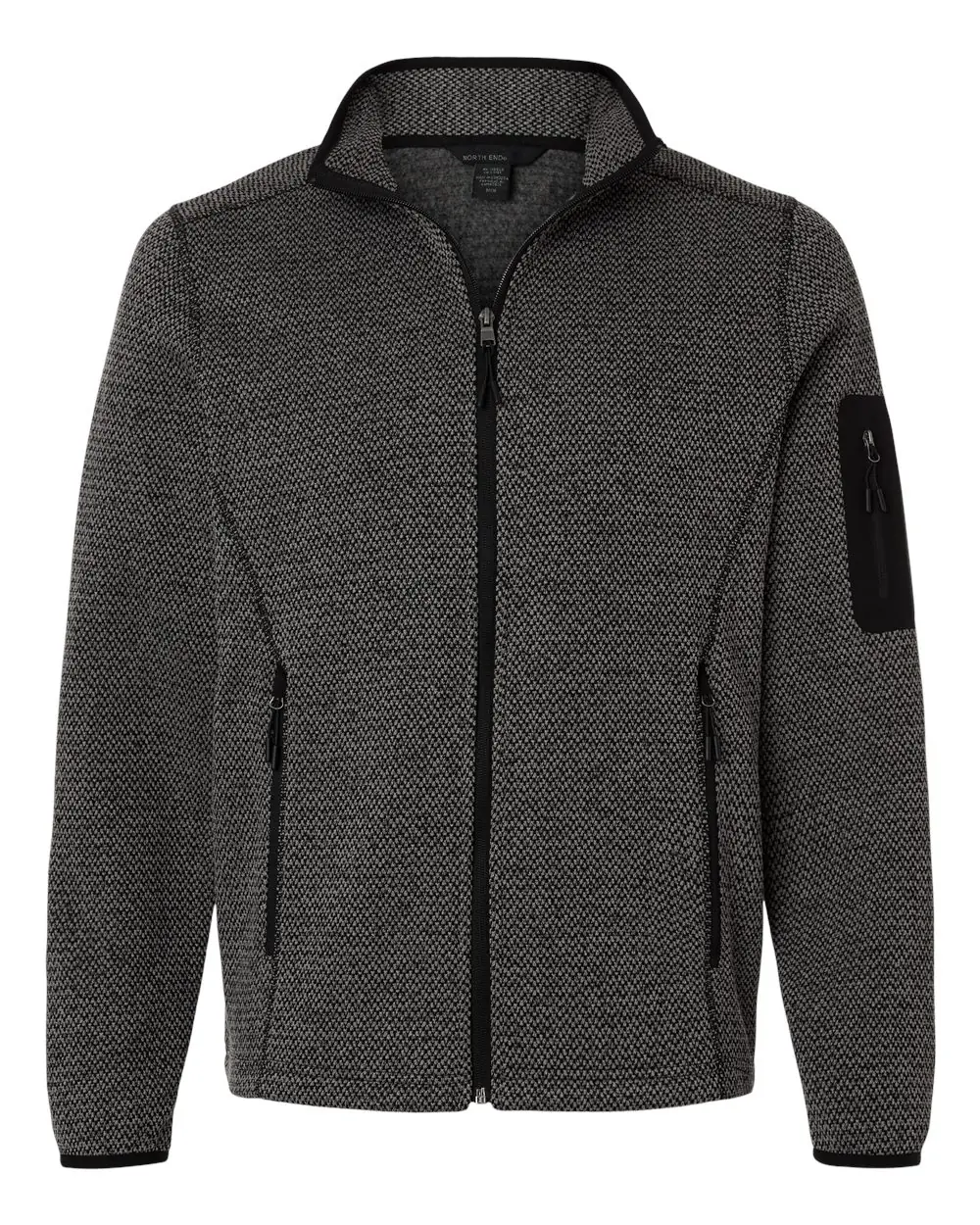 North End Men's Jasper Full-Zip Fleece Jacket in Black/ Grey