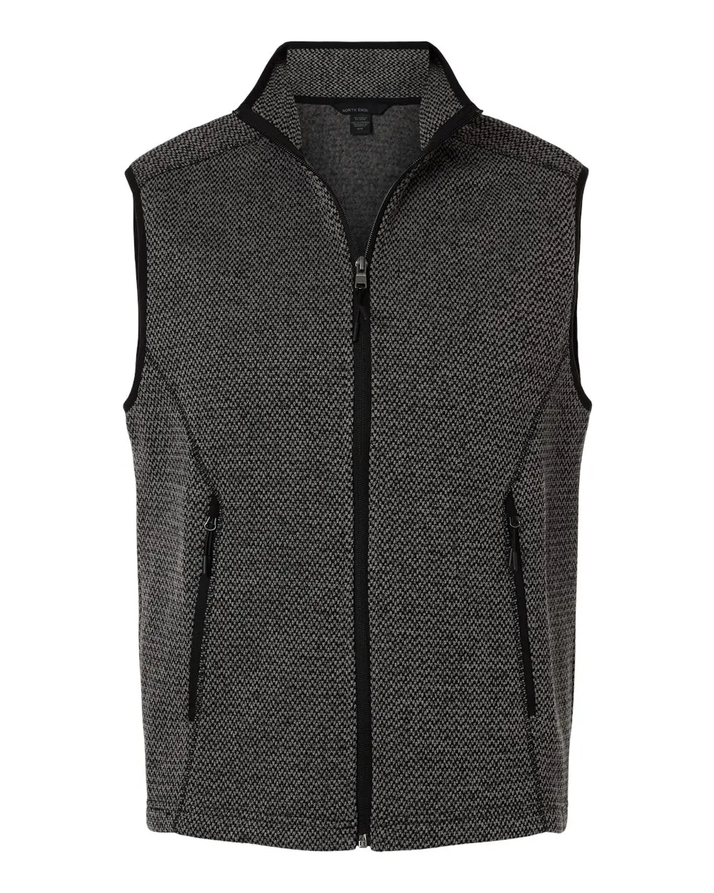 North End Men's Jasper Jacquard Fleece Vest in Black/ Grey