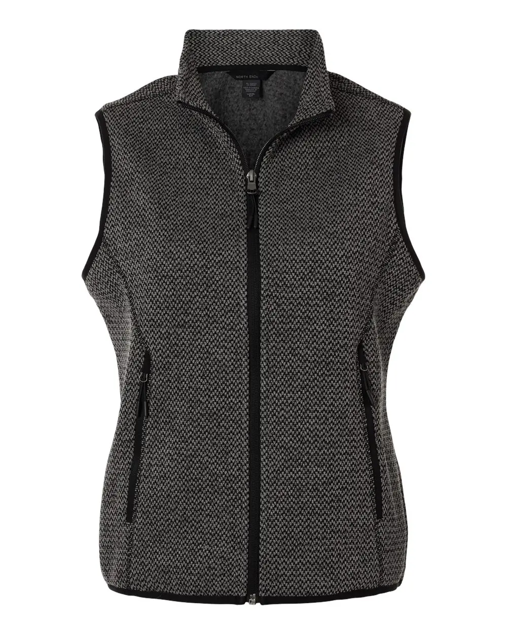 North End Women's Jasper Jacquard Fleece Vest in Black/ Grey