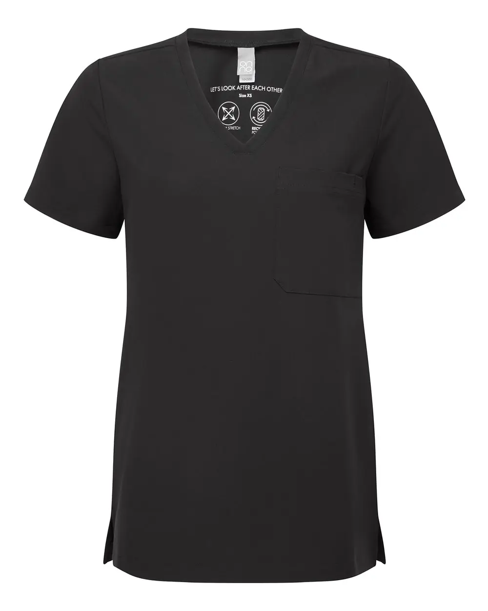 Onna Women's Limitless V-Neck Stretch Scrub Top in Black