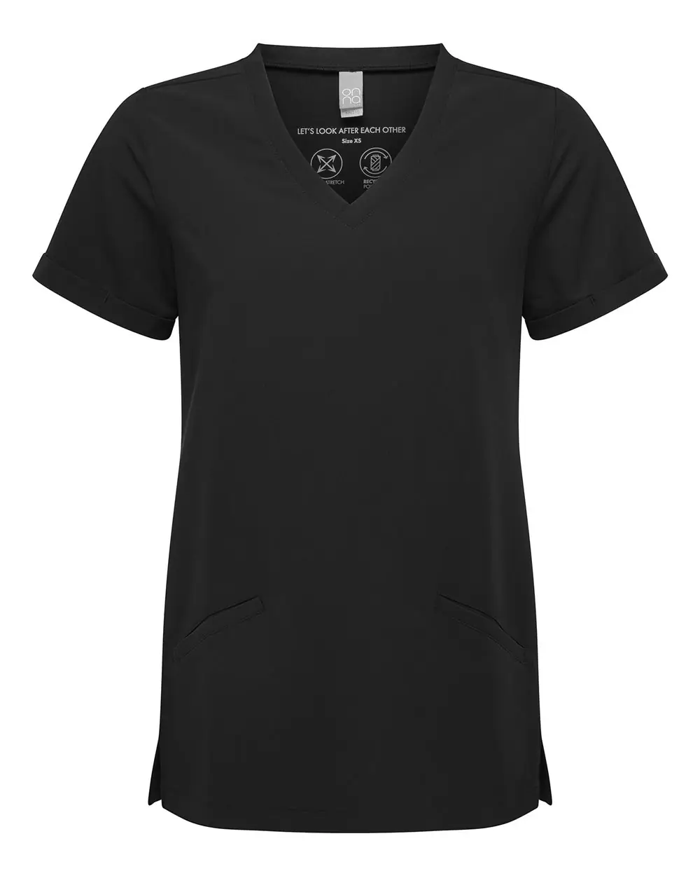 Onna Women's Invincible V-Neck Stretch Scrub Top in Black