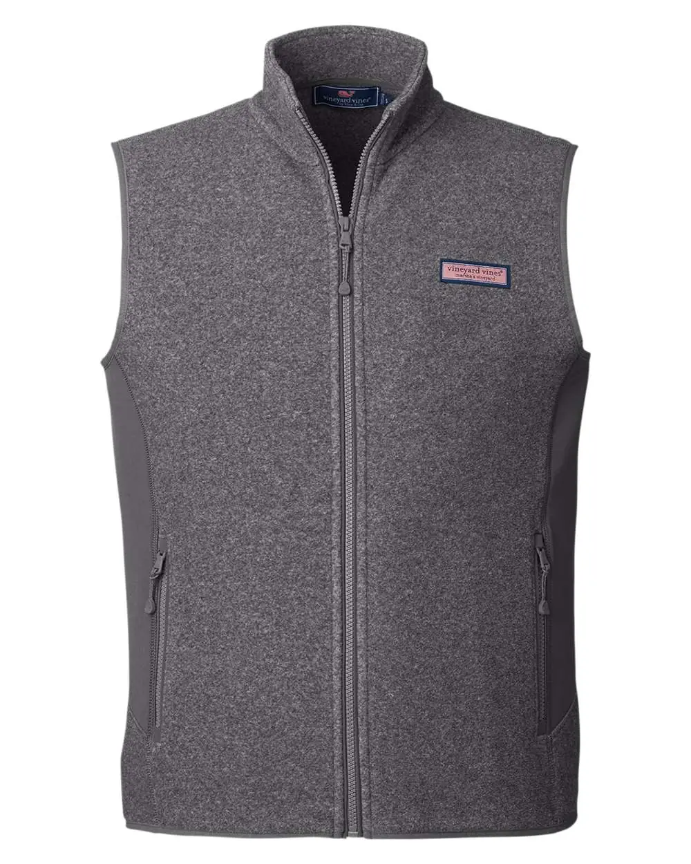 vineyard vines Men's Harbor Fleece Vest in Charcoal Heather