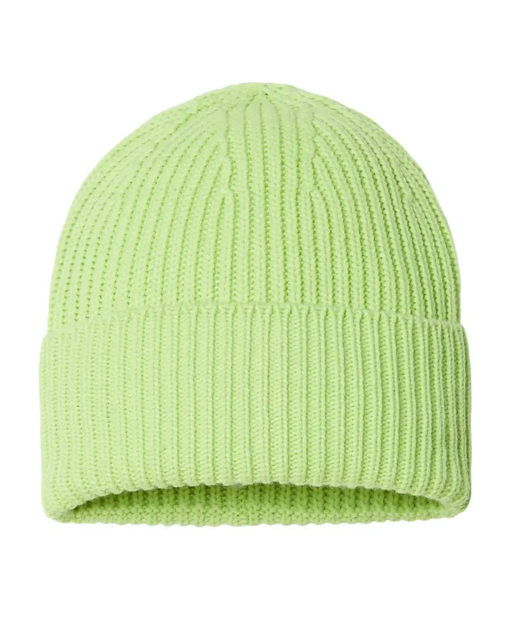 Atlantis Headwear Sustainable Chunky Rib Cuffed Beanie in Acid Green