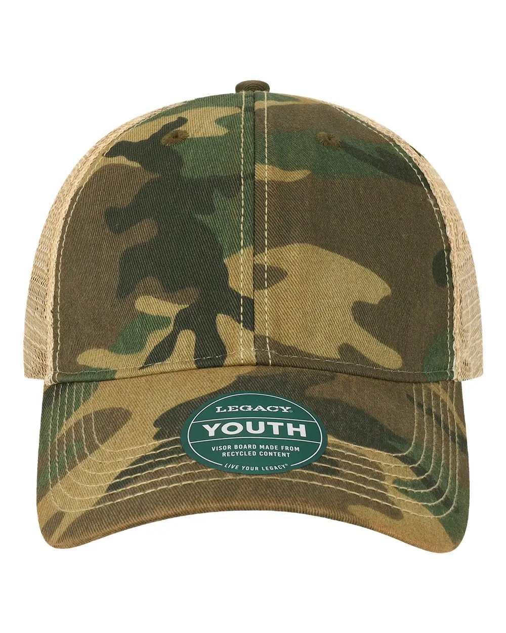 LEGACY Youth Old Favorite Trucker Cap in Army Camo/ Khaki