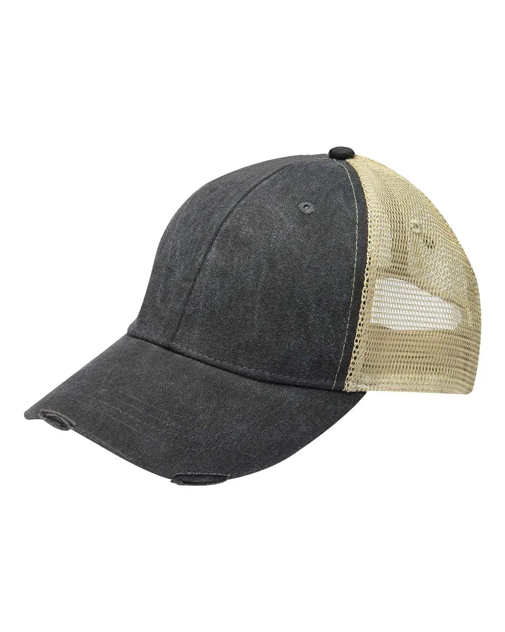 Adams Headwear Ollie Distressed Cap in Black/ Tan