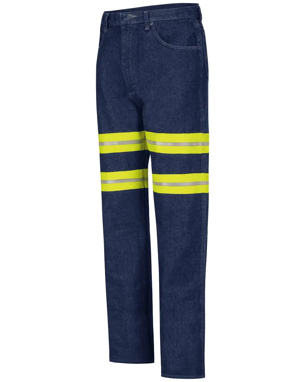 Red Kap Men's Enhanced Visibility Relaxed Fit Jeans in Prewashed Indigo - Unhemmed