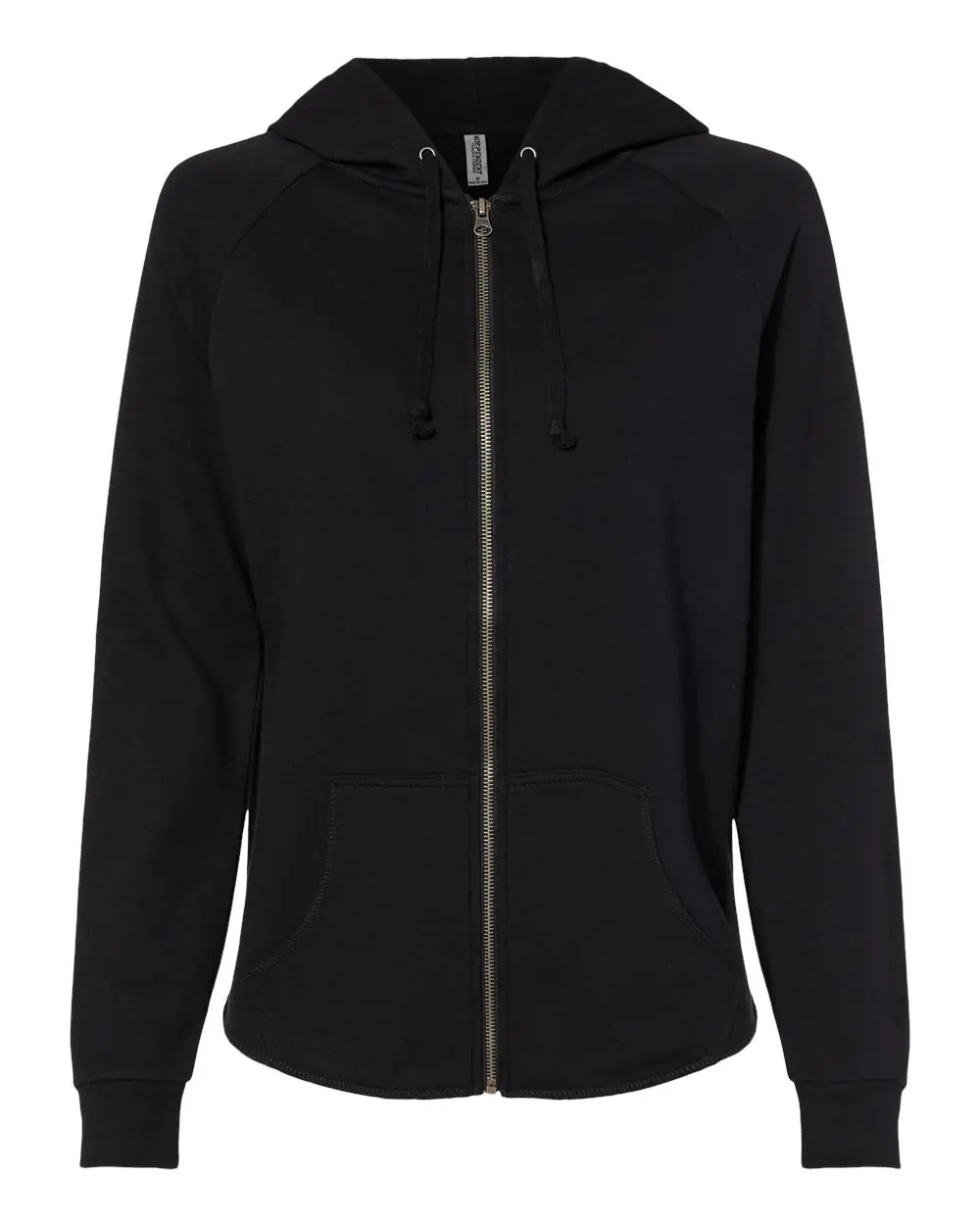 Independent Trading Co. Women's California Wave Wash Full-Zip Hooded Sweatshirt in Black