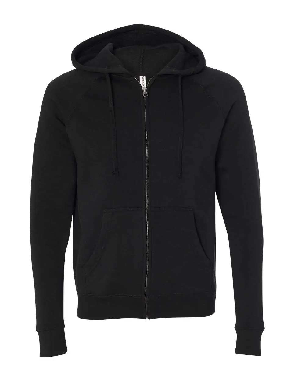 Independent Trading Co. Unisex Special Blend Raglan Full-Zip Hooded Sweatshirt in Black