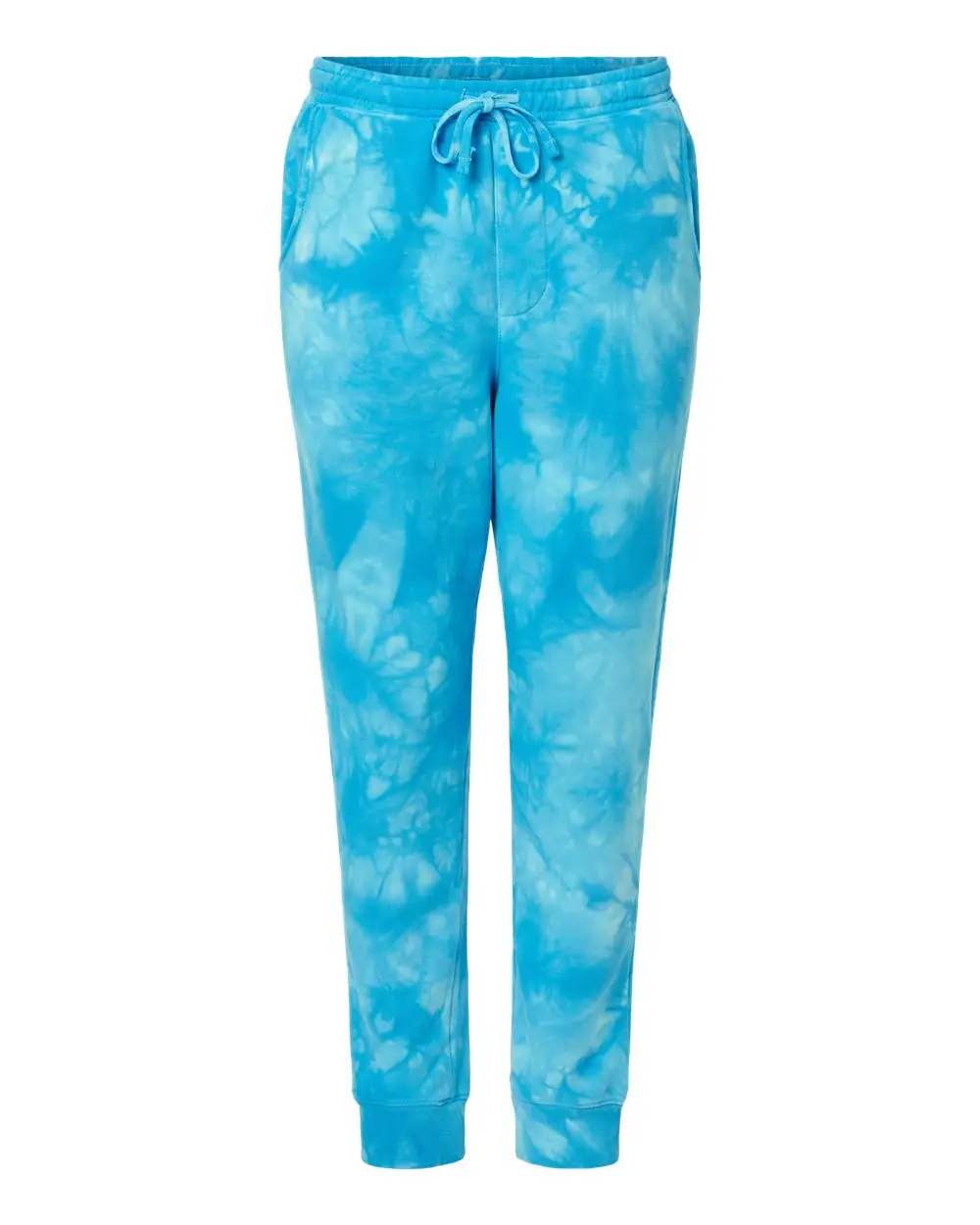 Independent Trading Co. Unisex Tie-Dyed Fleece Sweatpants in Tie Dye Aqua Blue