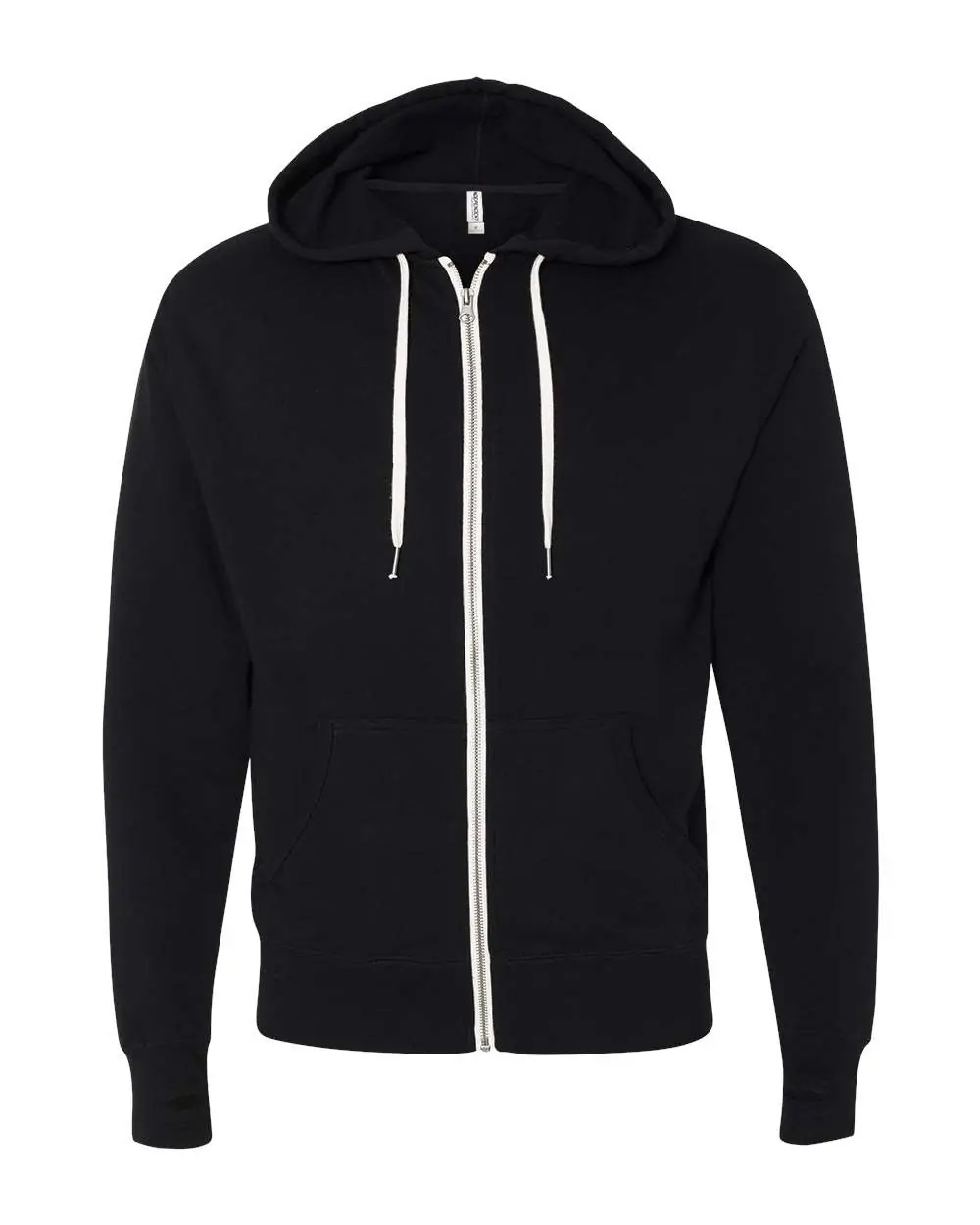 Independent Trading Co. Unisex Heathered French Terry Full-Zip Hooded Sweatshirt in Black