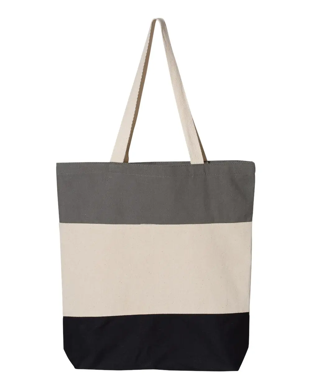 Q-Tees 11L Tri-Color Tote in Black/ Natural/ Light Grey