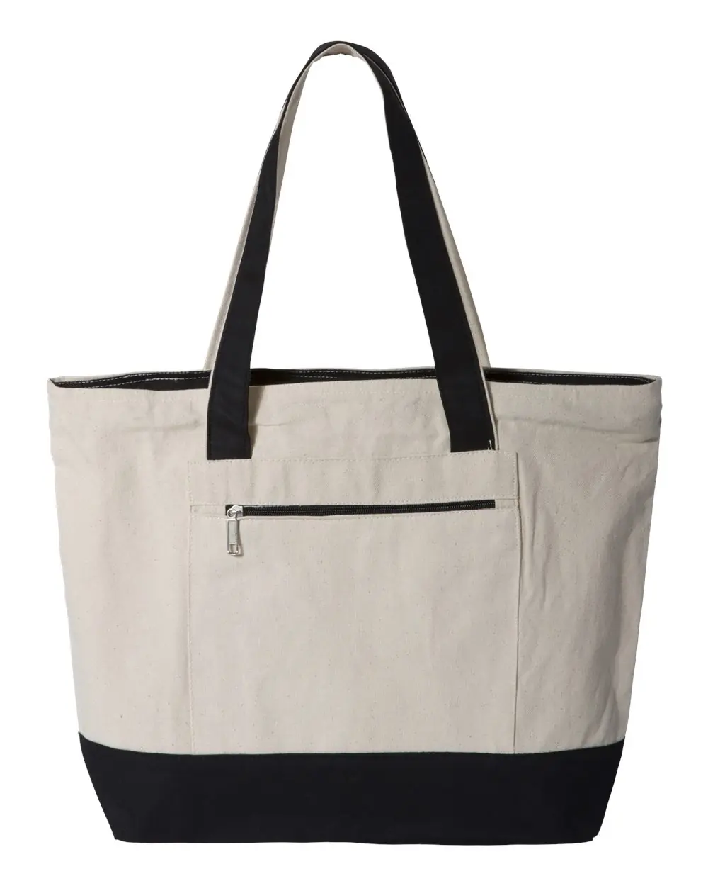 Q-Tees 19L Zippered Tote in Natural/ Black