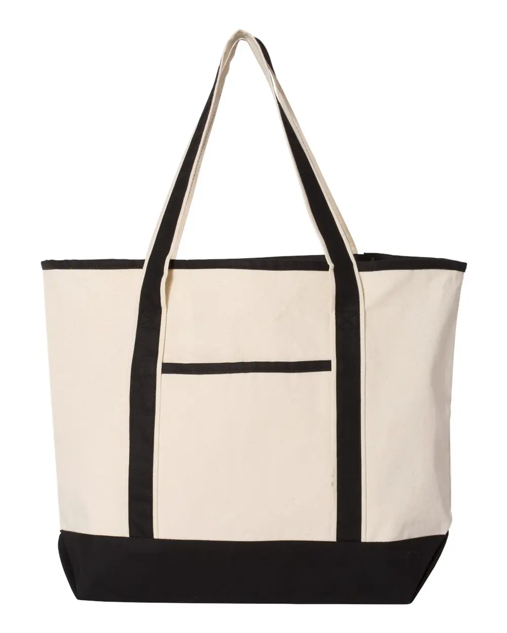 Q-Tees 34.6L Large Canvas Deluxe Tote in Natural/ Black