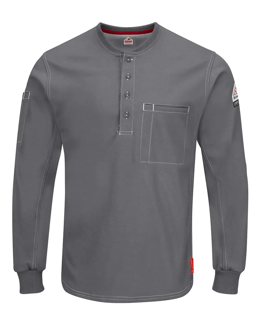 Bulwark Men's iQ Series® Plus Long Sleeve Henley in Charcoal