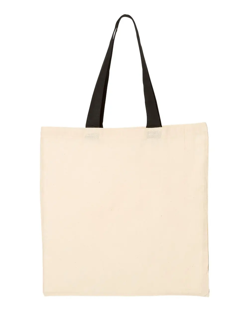 Q-Tees Economical Tote with Contrast-Color Handles in Natural/ Black