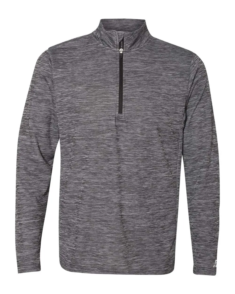 Russell Athletic Men's Striated Quarter-Zip Pullover in Black