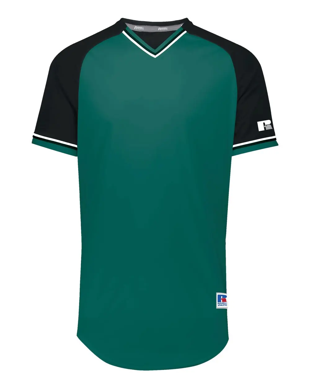 Russell Athletic Youth Classic V-Neck Jersey in Aqua/ Black/ White