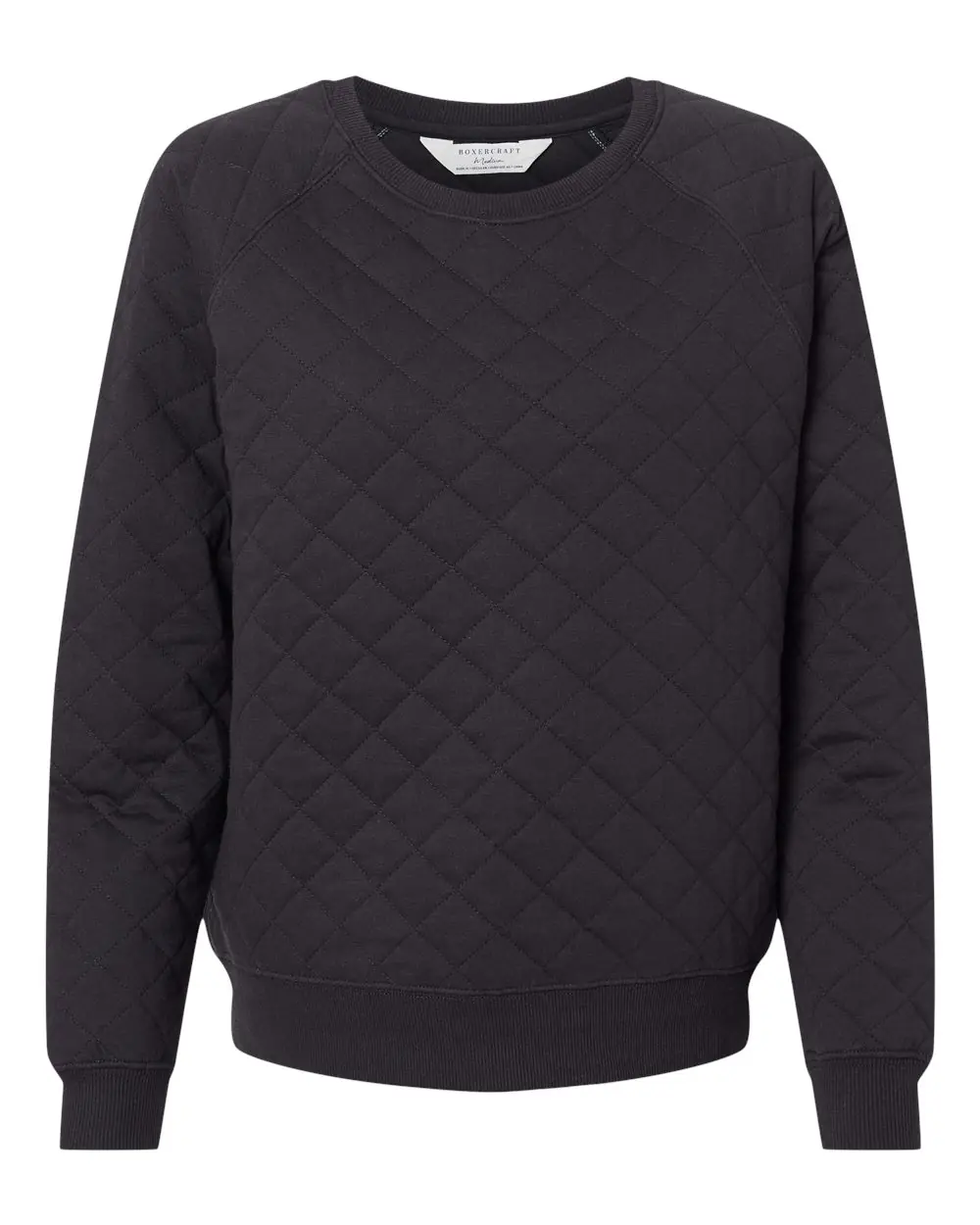 Boxercraft Women's Quilted Crewneck Pullover in Black