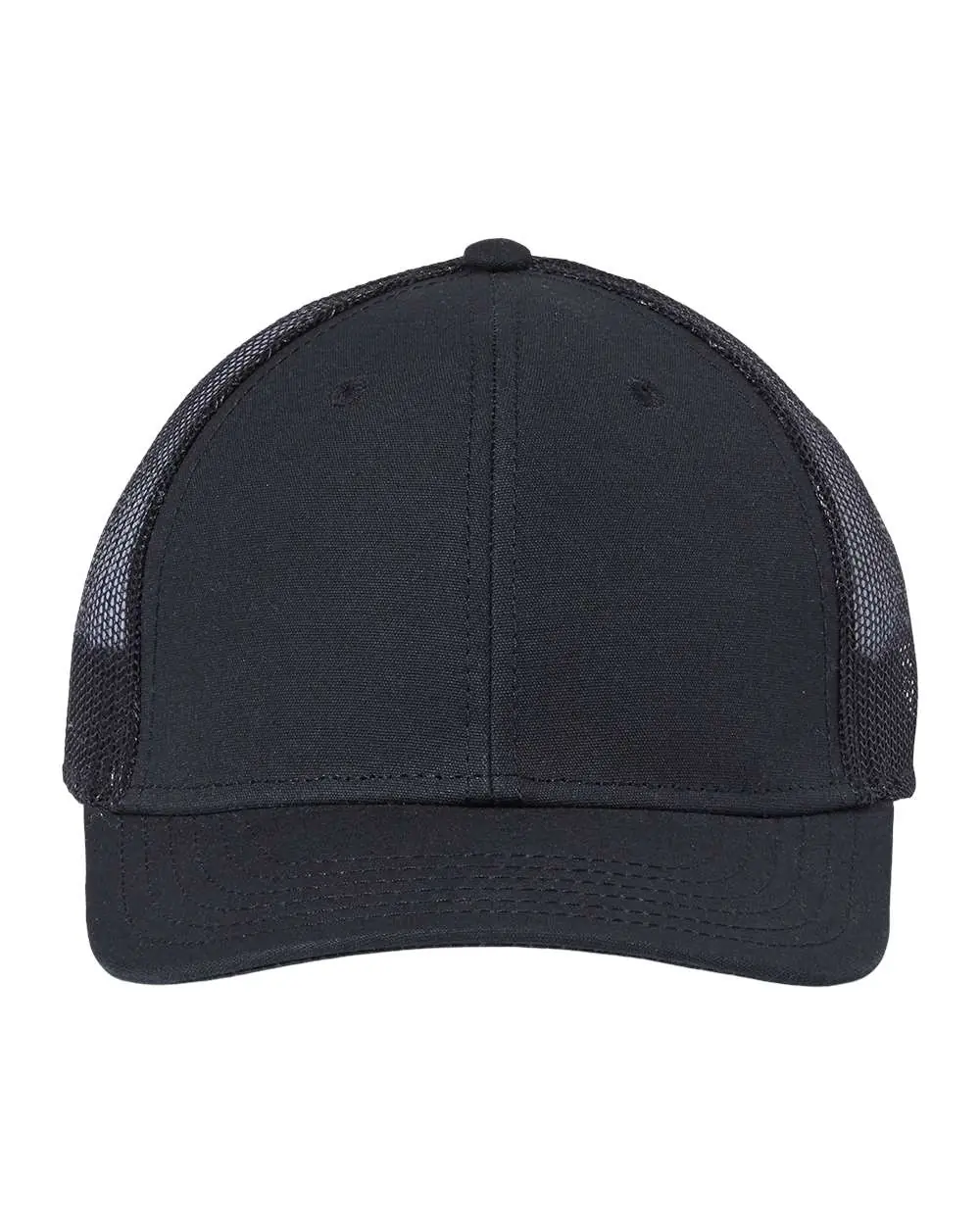 Atlantis Headwear Sustainable Recy Three Trucker Cap in Black/ Black