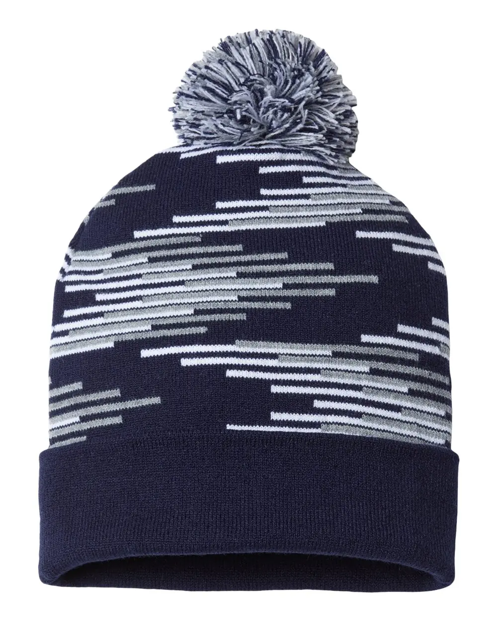 CAP AMERICA USA-Made Bar Beanie in True Navy/ Heather/ White