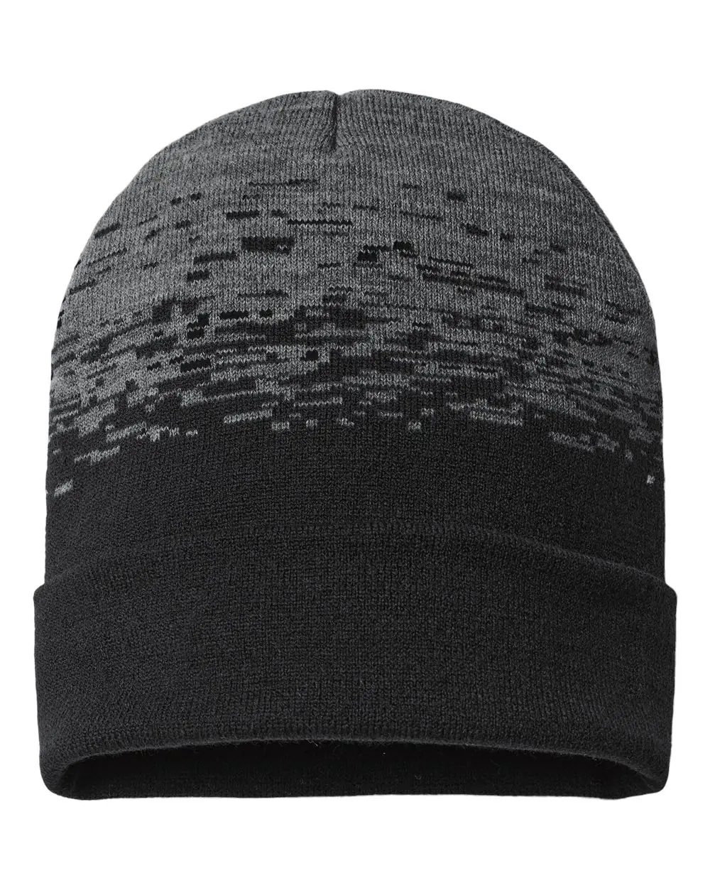 CAP AMERICA USA-Made Static Cuffed Beanie in Black/ Dark Heather Grey
