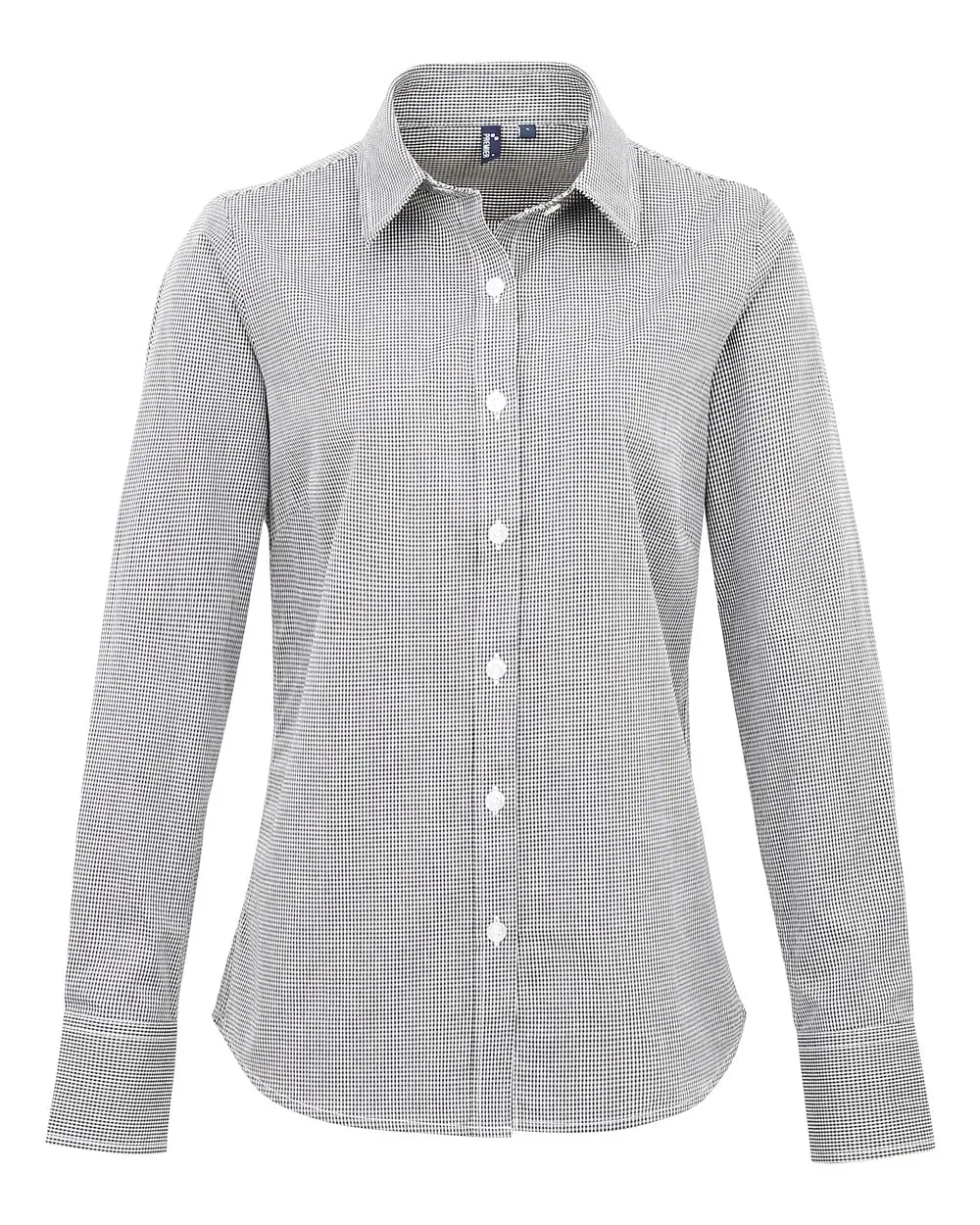 Artisan Collection by Reprime Women's Microcheck Gingham Cotton Shirt in Black/ White