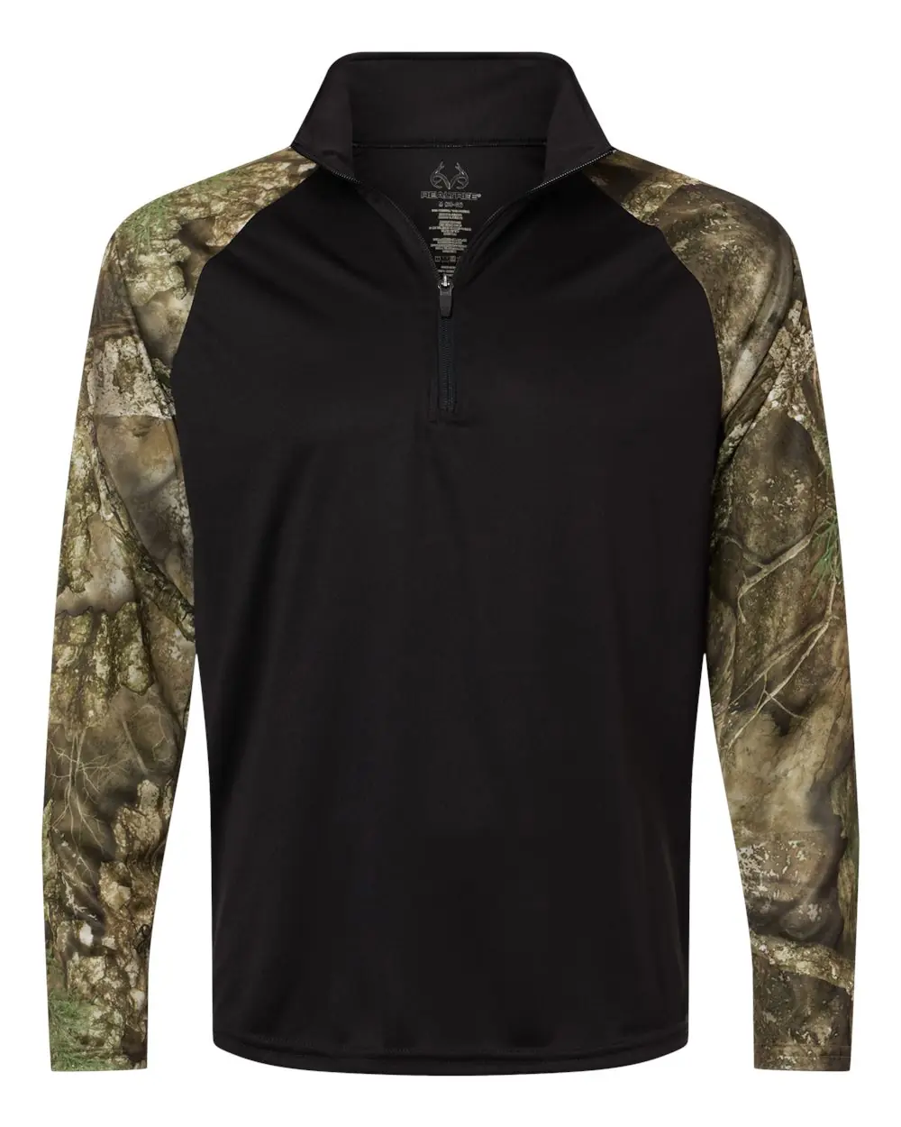 RealTree Unisex Realtree® Performance Colorblocked Quarter-Zip Pullover in Camo/ Black