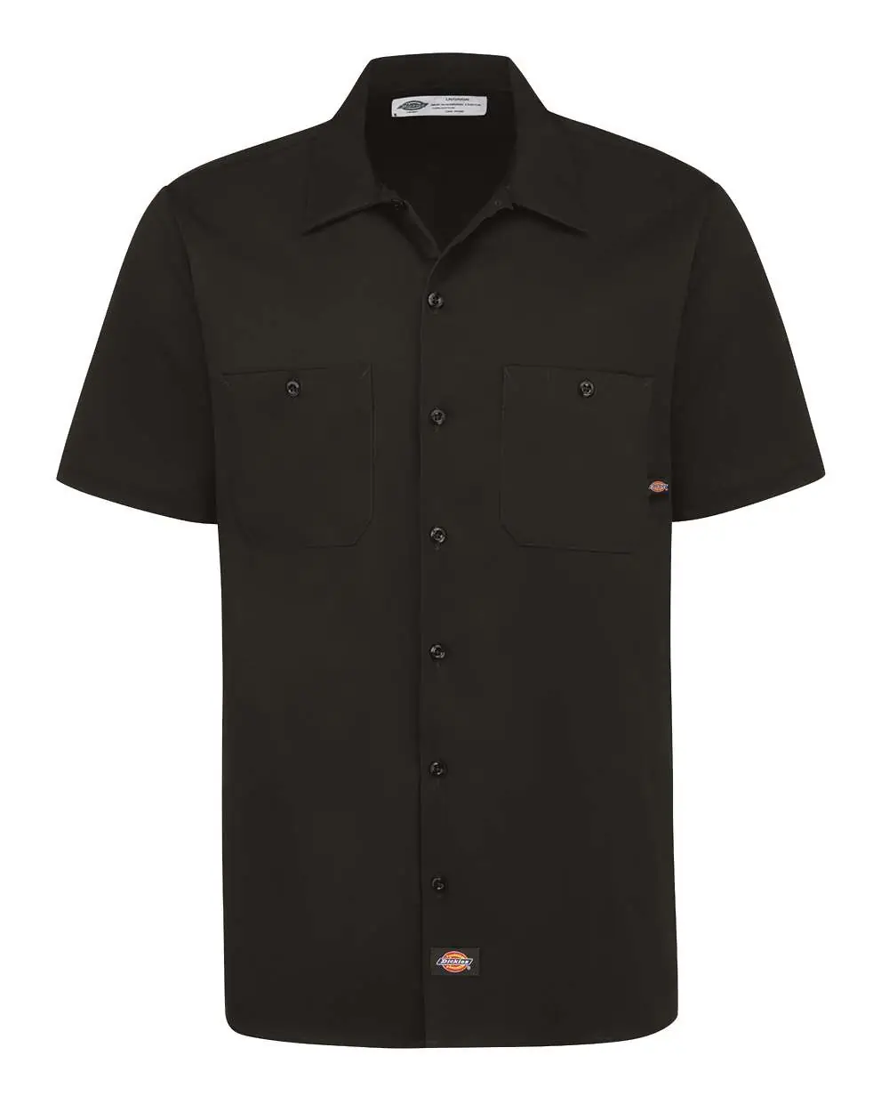 Dickies Men's Industrial Short Sleeve Cotton Work Shirt in Black